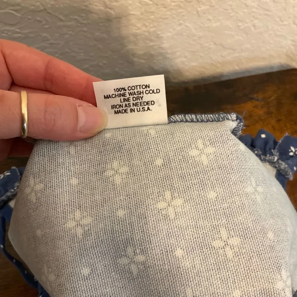 Longaberger Vintage 1996 Small Handwoven Cottagecore Blue White Flowered Basket